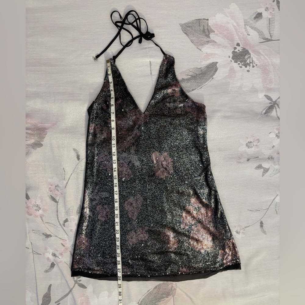 NWT Free People Double Take Sequin Mini Dress In Moody Floral Combo Sz XS - - Picture 10 of 15